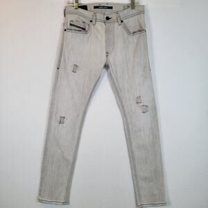 Diesel Mens Thommer Distressd Slim Skinny Denim Jeans Size 29 Gray Punk Grunge